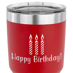 Happy Birthday 30 oz Stainless Steel Tumbler - Red - Single Sided (Personalized)