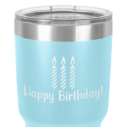 Happy Birthday 30 oz Stainless Steel Tumbler - Teal - Single-Sided (Personalized)