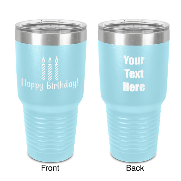 Custom Happy Birthday 30 oz Stainless Steel Tumbler - Teal - Double-Sided (Personalized)