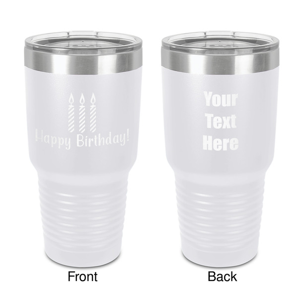 Custom Happy Birthday 30 oz Stainless Steel Tumbler - White - Double-Sided (Personalized)