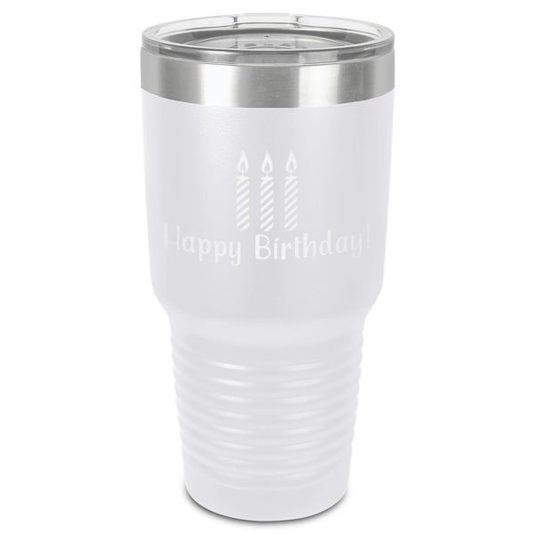 Custom Happy Birthday 30 oz Stainless Steel Tumbler - White - Single-Sided (Personalized)