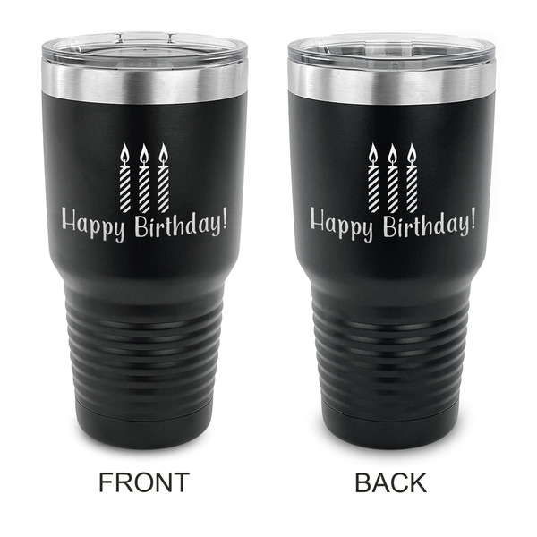 Custom Happy Birthday 30 oz Stainless Steel Tumbler - Black - Double Sided (Personalized)