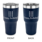 Happy Birthday 30 oz Stainless Steel Tumbler - Navy - Double Sided (Personalized)
