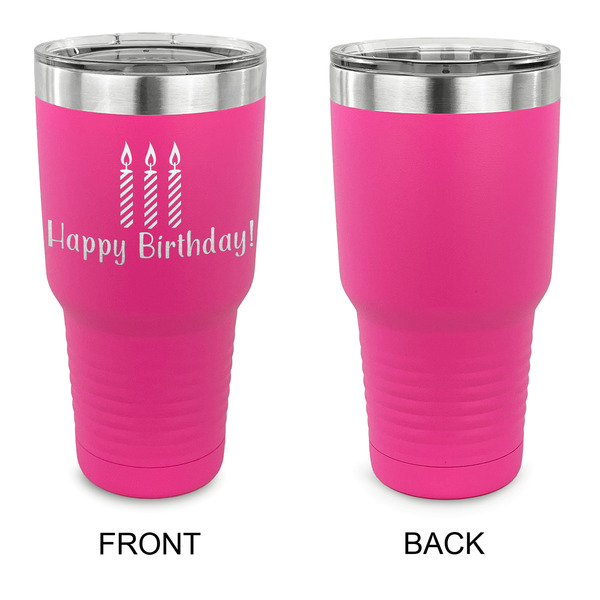 Happy Birthday 30 oz Stainless Steel Ringneck Tumblers - Pink - Single Sided - APPROVAL
