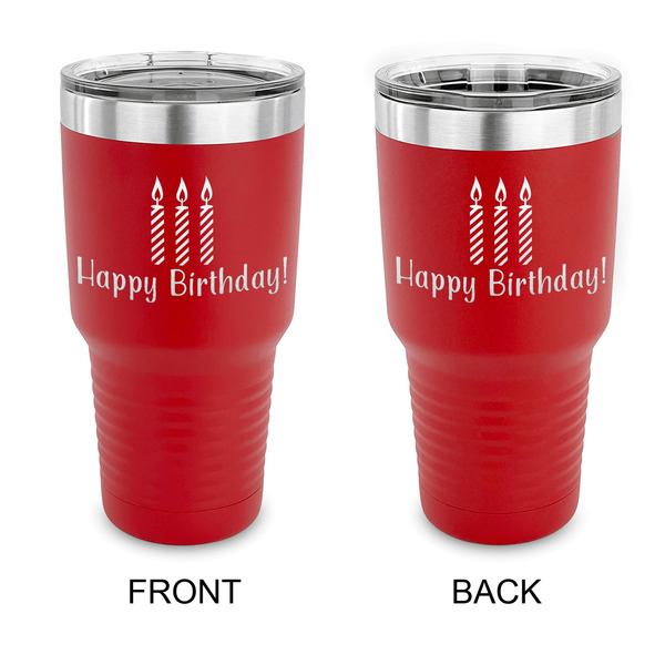 Custom Happy Birthday 30 oz Stainless Steel Tumbler - Red - Double Sided (Personalized)