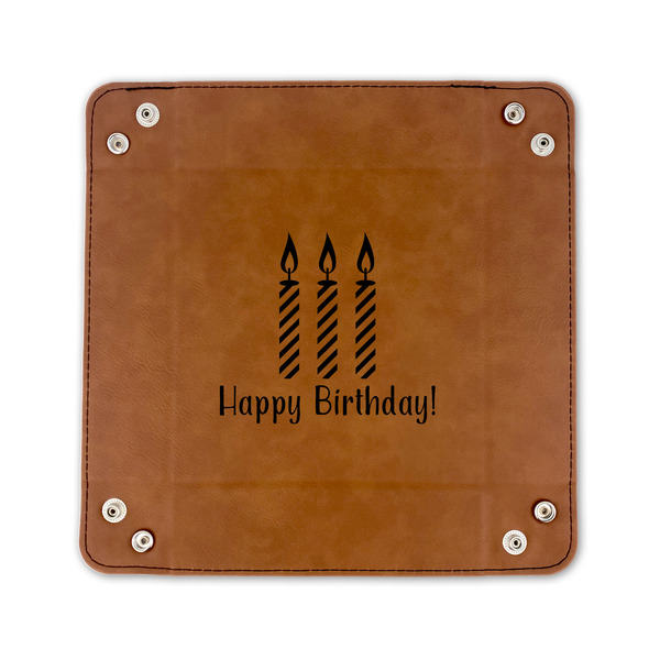 Happy Birthday 6" x 6" Leatherette Snap Up Tray - FLAT FRONT