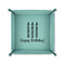 Happy Birthday 6" x 6" Teal Leatherette Snap Up Tray - FOLDED UP