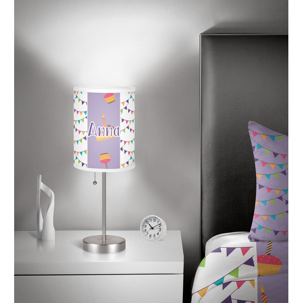 Happy Birthday 7 inch drum lamp shade - in room