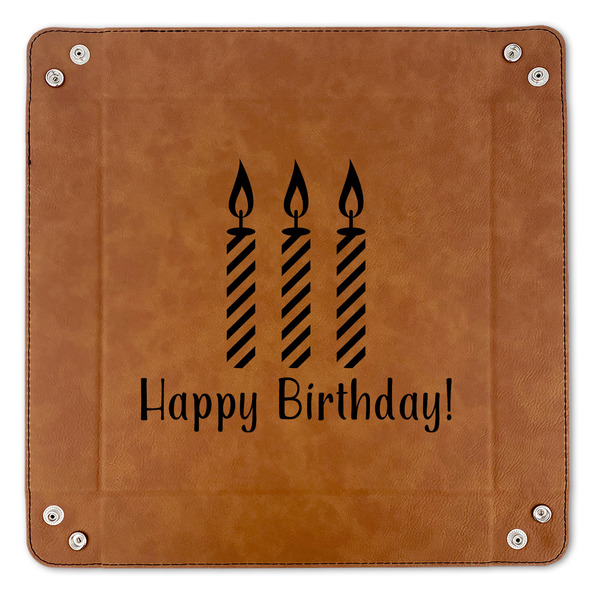 Happy Birthday 9" x 9" Leatherette Snap Up Tray - APPROVAL (FLAT)