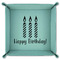 Happy Birthday 9" x 9" Teal Leatherette Snap Up Tray - FOLDED