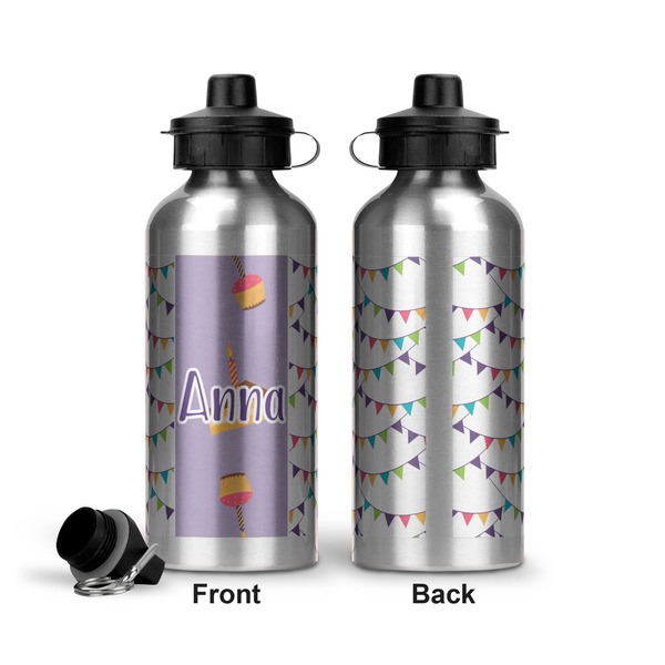 Happy Birthday Aluminum Water Bottle - Front and Back