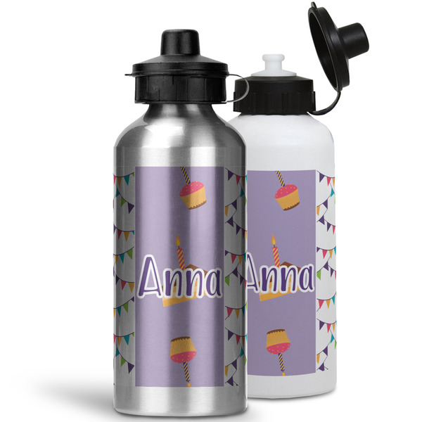 Happy Birthday Aluminum Water Bottles - MAIN (white &silver)