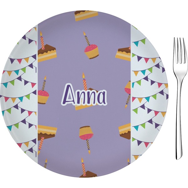 Custom Happy Birthday 8" Glass Appetizer / Dessert Plates - Single or Set (Personalized)
