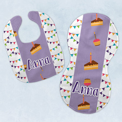 Happy Birthday Baby Bib & Burp Set w/ Name or Text