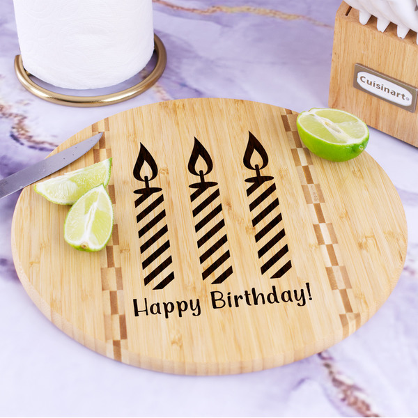 Happy Birthday Bamboo Cutting Board - In Context