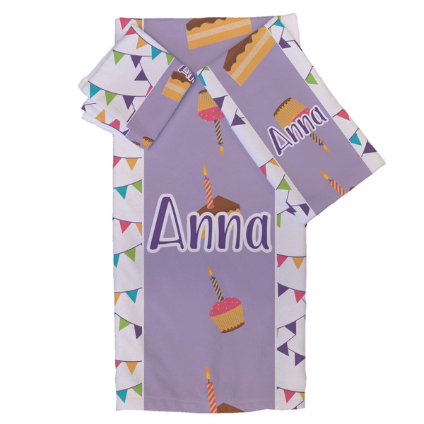 Custom Happy Birthday Bath Towel Set - 3 Pcs (Personalized)