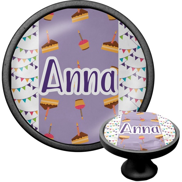 Custom Happy Birthday Cabinet Knob (Black) (Personalized)