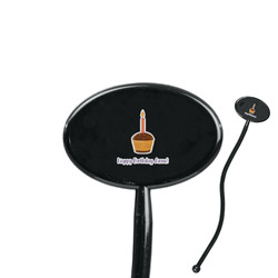 Happy Birthday 7" Oval Plastic Stir Sticks - Black - Single Sided (Personalized)