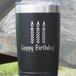 Happy Birthday 20 oz Stainless Steel Tumbler - Black - Single Sided (Personalized)