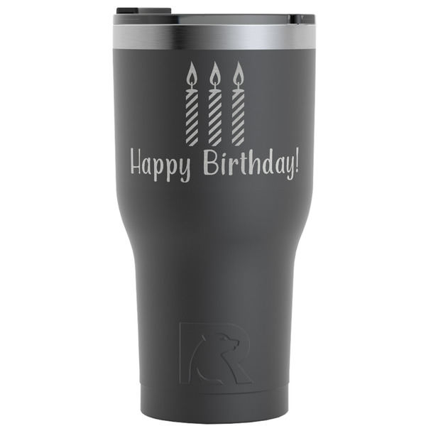 Custom Happy Birthday RTIC Tumbler - Black - Engraved Front (Personalized)
