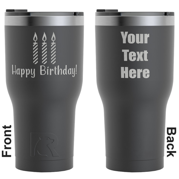 Custom Happy Birthday RTIC Tumbler - Black - Engraved Front & Back (Personalized)