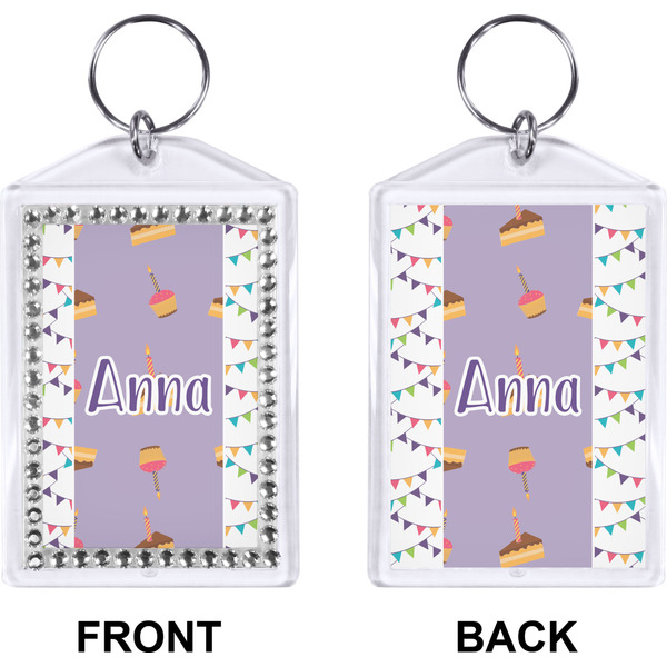 Happy Birthday Bling Keychain (Front + Back)