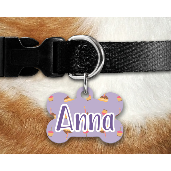 Happy Birthday Bone Shaped Dog Tag on Collar & Dog