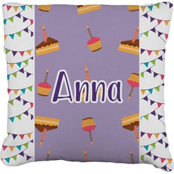 Happy Birthday Faux-Linen Throw Pillow 18" (Personalized)