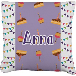 Happy Birthday Faux-Linen Throw Pillow (Personalized)