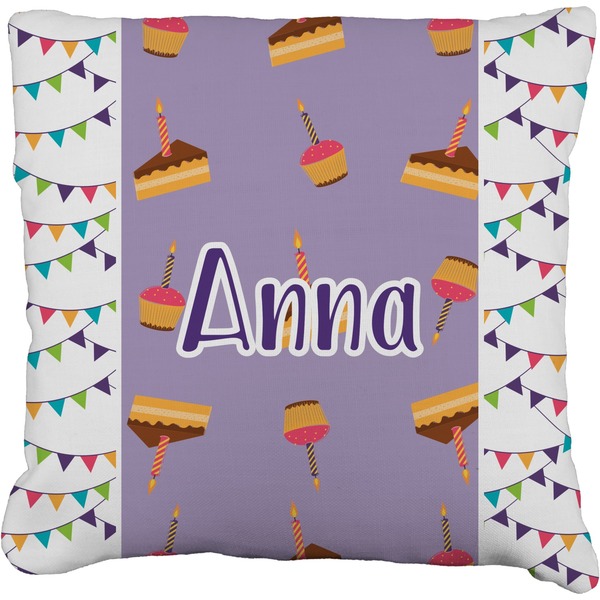 Custom Happy Birthday Faux-Linen Throw Pillow (Personalized)