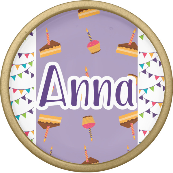 Happy Birthday Cabinet Knob - Gold - Front