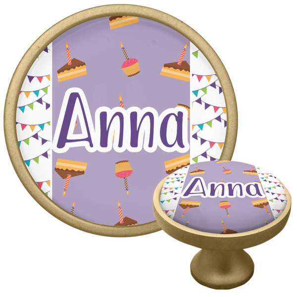 Custom Happy Birthday Cabinet Knob - Gold (Personalized)