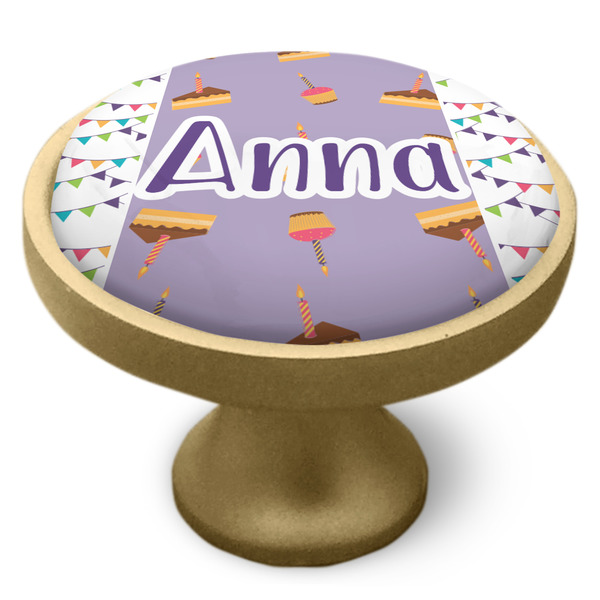 Happy Birthday Cabinet Knob - Gold - Side