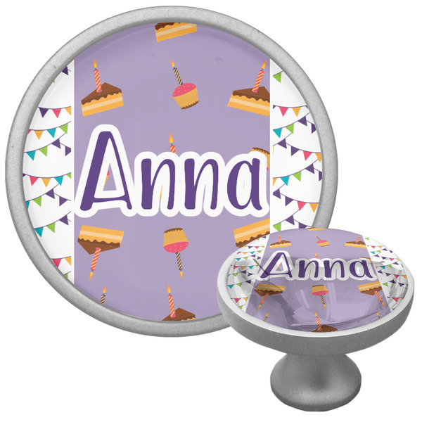 Custom Happy Birthday Cabinet Knob (Silver) (Personalized)