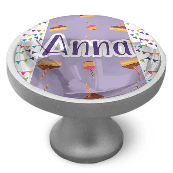 Happy Birthday Cabinet Knob - Nickel - Side