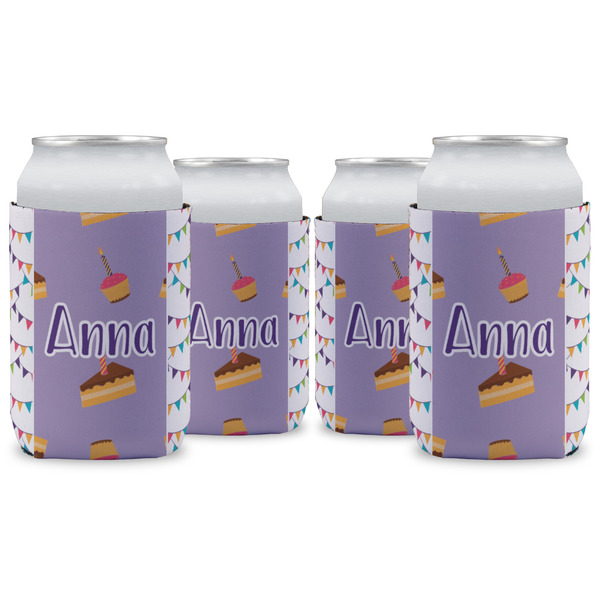Custom Happy Birthday Can Cooler (12 oz) - Set of 4 w/ Name or Text