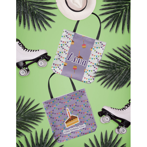 Happy Birthday Canvas Tote Lifestyle Front and Back- 13x13