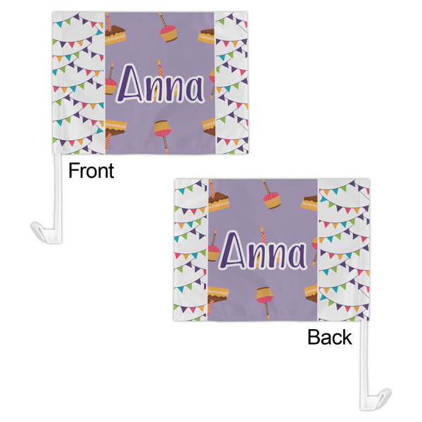 Happy Birthday Car Flag - 11" x 8" - Front & Back View
