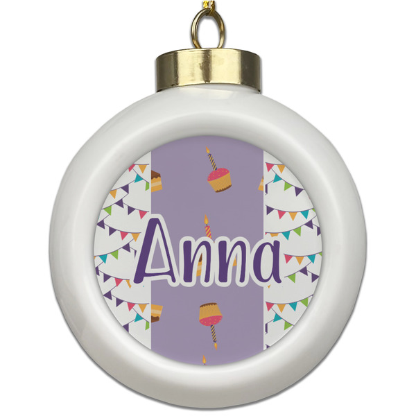 Custom Happy Birthday Ceramic Ball Ornament (Personalized)