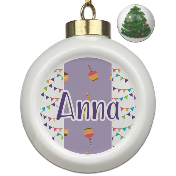 Custom Happy Birthday Ceramic Ball Ornament - Christmas Tree (Personalized)
