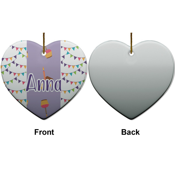 Happy Birthday Ceramic Flat Ornament - Heart Front & Back (APPROVAL)