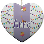 Happy Birthday Heart Ceramic Ornament w/ Name or Text