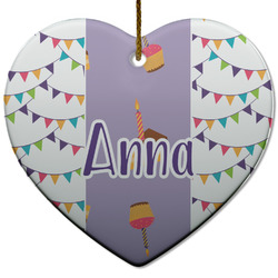 Happy Birthday Heart Ceramic Ornament w/ Name or Text
