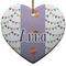 Happy Birthday Ceramic Flat Ornament - Heart (Front)