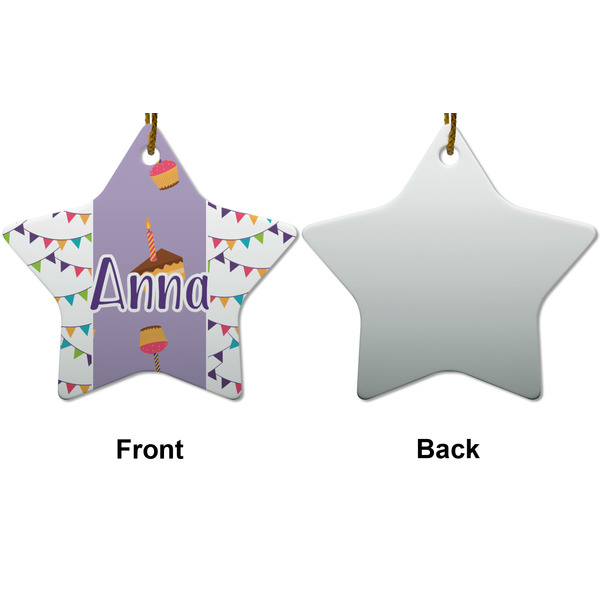Happy Birthday Ceramic Flat Ornament - Star Front & Back (APPROVAL)