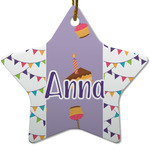 Happy Birthday Star Ceramic Ornament w/ Name or Text