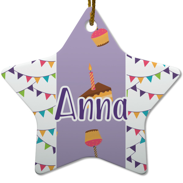 Happy Birthday Ceramic Flat Ornament - Star (Front)