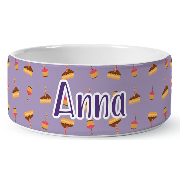 Custom Happy Birthday Ceramic Dog Bowl - Large (Personalized)