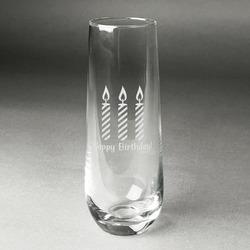 Happy Birthday Champagne Flute - Stemless Engraved - Single (Personalized)