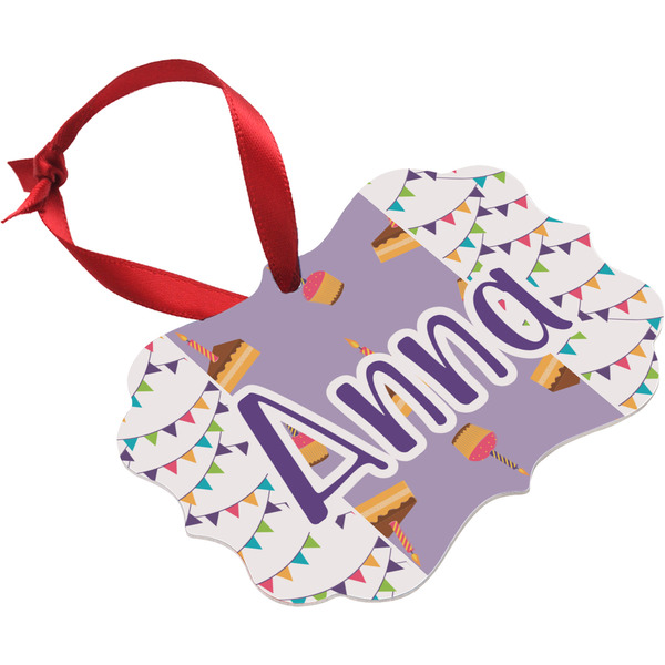 Happy Birthday Christmas Ornament (Angle View)